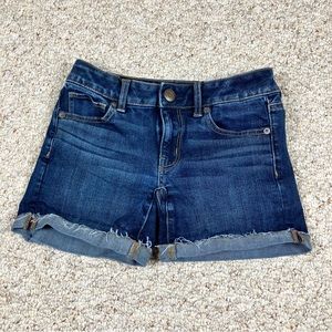 American Eagle Outfitters 360° Super Stretch Size 00 Midi Denim Cuffed Shorts